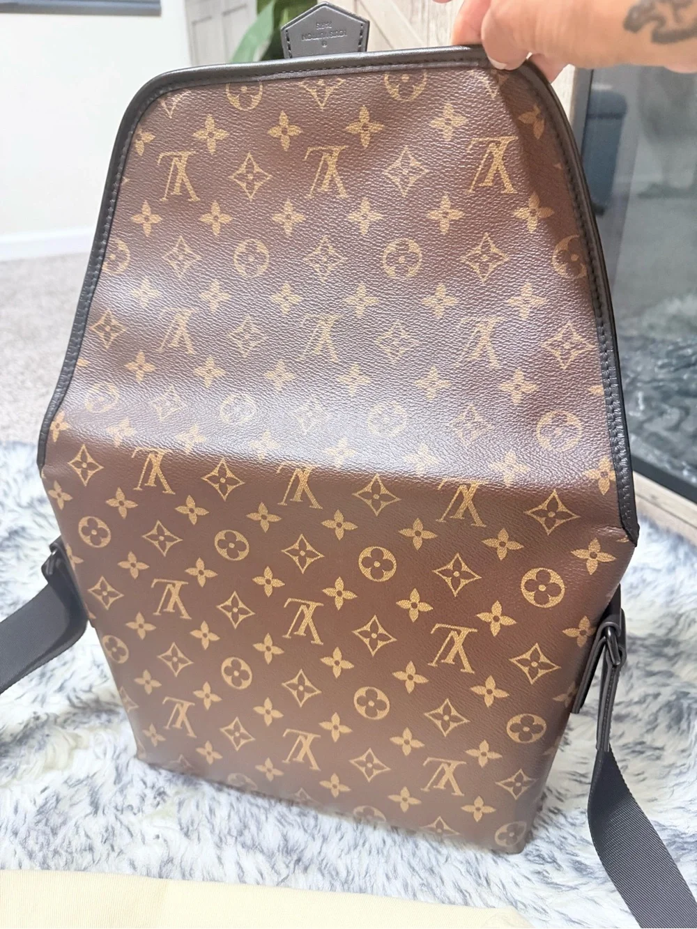 Monogram Canvas Crossbody Messenger Bag - Brown
